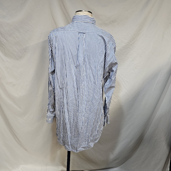 Faconnable Shirt Mens 6/17L Blue Striped Long Sleeve Button Up Casual - Picture 3 of 7
